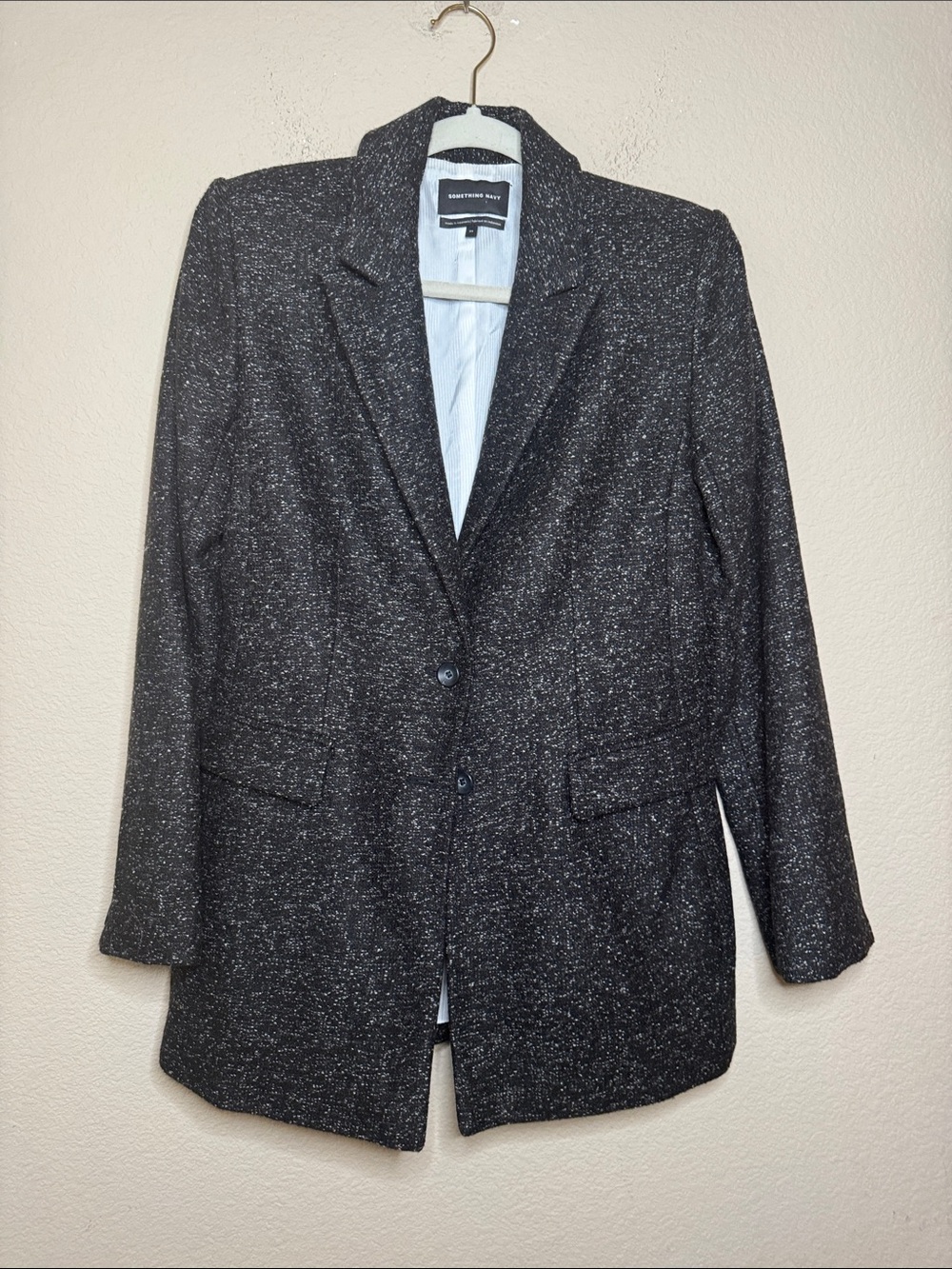Something Navy Women’s  Black Speckle-Effect Blazer